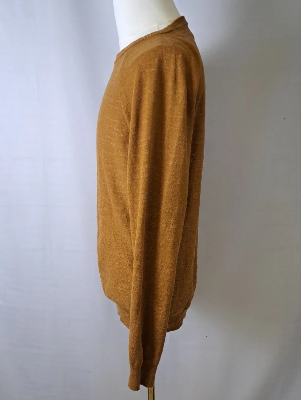 J.Crew Men's Caramel Brown 100% Cotton Raglan Crewneck Sweater Earthy Preppy L